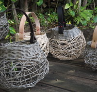 Weaving Woven Basket with Leather Handle - Lightning Ridge Tourism